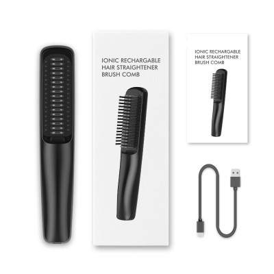 New Hair Straightener Comb for Man Short Hair Use Cordless Hair Straightener Brush 2600mAh Battery Powered Wireless USB Charge